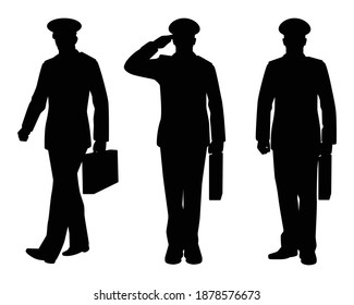 Military cadet student silhouette vector