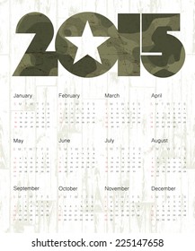 Military Calendar 2015. Vector.