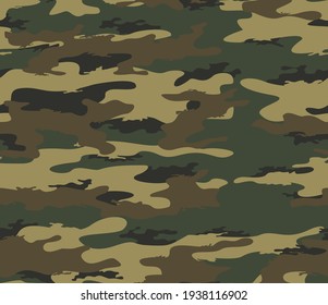 
military camo, forest background, hunting vector pattern. Ornament