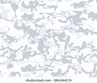 Military Camo Paint. Dirty Camo Print. Army Gray Canvas. Modern White Camo Texture. Blue Repeat Pattern. Seamless Vector Background. Digital Winter Camouflage Seamless Print. Vector Abstract Camoflage