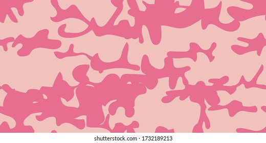 Military Camo Print. Urban Camo Print. Army Purple Canvas. Fabric Pink Pattern. Rose Hunter Pattern. Woodland Vector Camoflage. Digital Pink Camouflage Seamless Brush. Vector Abstract Camouflage.