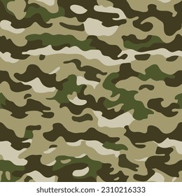 Military Camo repeating pattern of khaki Army Camouflage seamless patterns vector hunting uniform clothing textile