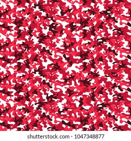 Military camo seamless pattern. Camouflage backdrop in red. Vector background for your design.