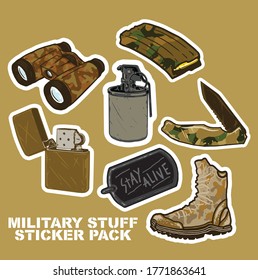 Military Camo Survival Stuff Sticker Pack 