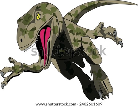 Military Camo Velociraptor Vector Drawing