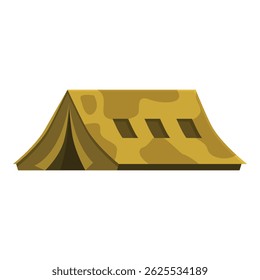 Military camouflage camping tent offering shelter and protection in outdoor environments
