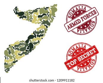 Military Camouflage Composition Map Somalia Red Stock Vector (Royalty ...