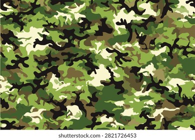 Military camouflage pattern composed of varius shades and shapes designed for military or special forces use.