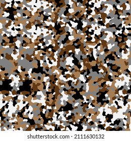 Military Camouflage pattern with pixelate styles. winter snow colors on mosaic wallpaper. Canvas Fabric textile seamless background.