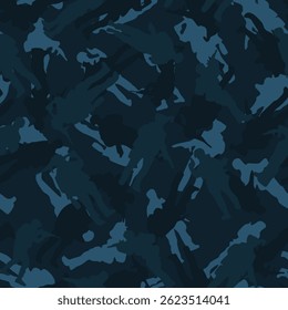 military camouflage pattern with soldiers, seamless vector illustration