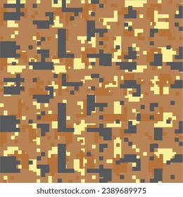 Military camouflage with pixel patterns. Blue seamless pixel camo. Army and hunting camouflage ornament.