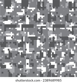 Military camouflage with pixel patterns. Blue seamless pixel camo. Army and hunting camouflage ornament.