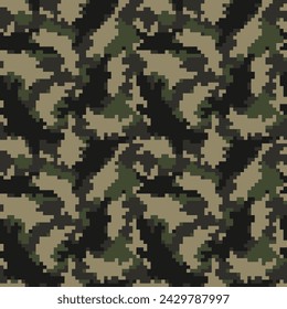 Textura del vector del pixel del camuflaje militar. Ejército y la caza de la máscara ornamento sin patrón.