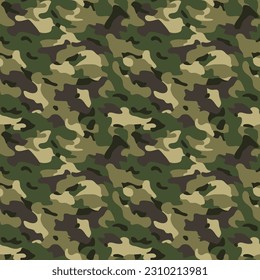 Military Camouflage repeating pattern of khaki Army Camo seamless patterns vector wood-land uniform clothing textile