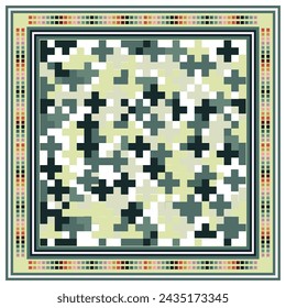 Military Camouflage scarf high quality vector print, pixel Tropic vector camouflage pattern for printing, scorpion, army, uniform, print, texture, military camo, jungle, Military Camouflage