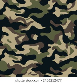 
Military camouflage seamless pattern, army fabric texture, vector illustration