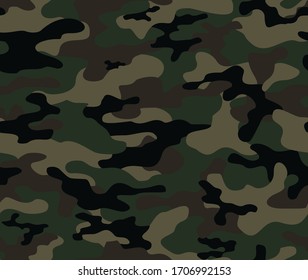 Military camouflage seamless pattern. Camo vector background. Ornament. Green