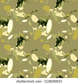 Military camouflage seamless pattern in different shades of green color. Seamless repeat forest camouflage pattern, usable as camoflauge print, bright backdrop, background etc.