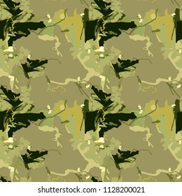 Military camouflage seamless pattern in different shades of green color. Seamless repeat forest camouflage pattern, usable as camoflauge print, bright backdrop, background etc.