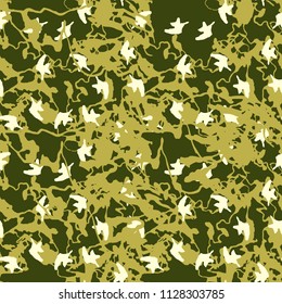 Military camouflage seamless pattern in different shades of green color. Seamless repeat forest camouflage pattern, usable as camoflauge print, bright backdrop, background etc.