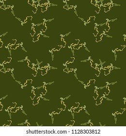 Military camouflage seamless pattern in different shades of green color. Seamless repeat forest camouflage pattern, usable as camoflauge print, bright backdrop, background etc.