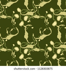 Military camouflage seamless pattern in different shades of green color. Seamless repeat forest camouflage pattern, usable as camoflauge print, bright backdrop, background etc.