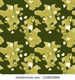 Military camouflage seamless pattern in different shades of green color. Seamless repeat forest camouflage pattern, usable as camoflauge print, bright backdrop, background etc.
