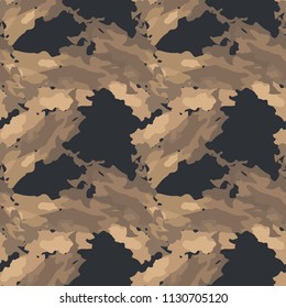 Military camouflage seamless pattern in different shades of brown color. Seamless repeat forest or uban camouflage pattern, usable as camoflauge print, bright backdrop, background etc.