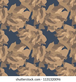 Military camouflage seamless pattern in different shades of brown and blue colors. Seamless repeat uban camouflage pattern, usable as camoflauge print, bright backdrop, background etc.