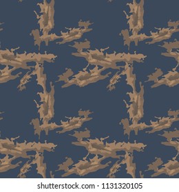Military camouflage seamless pattern in different shades of brown and blue colors. Seamless repeat uban camouflage pattern, usable as camoflauge print, bright backdrop, background etc.