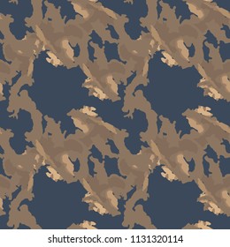 Military camouflage seamless pattern in different shades of brown and blue colors. Seamless repeat uban camouflage pattern, usable as camoflauge print, bright backdrop, background etc.