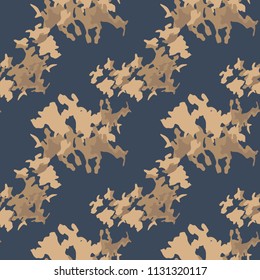 Military camouflage seamless pattern in different shades of brown and blue colors. Seamless repeat uban camouflage pattern, usable as camoflauge print, bright backdrop, background etc.