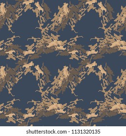 Military camouflage seamless pattern in different shades of brown and blue colors. Seamless repeat uban camouflage pattern, usable as camoflauge print, bright backdrop, background etc.
