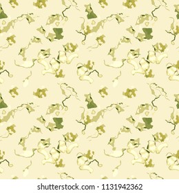 Military camouflage seamless pattern in different shades of green and beige colors. Seamless repeat desert or uban camouflage pattern, usable as camoflauge print, bright backdrop, background etc.