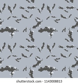 Military camouflage seamless pattern different shades of grey color. Seamless repeat UFO camouflage pattern, usable as winter camoflauge urban print, background, backdrop etc.