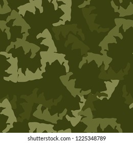 Military camouflage seamless pattern in different shades of green color. Forest camo repeat background. Usable as summer camoflauge textile print for paintball or strikeball, backdrop etc.