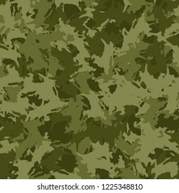 Military camouflage seamless pattern in different shades of green color. Forest camo repeat background. Usable as summer camoflauge textile print for paintball or strikeball, backdrop etc.