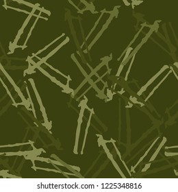 Military camouflage seamless pattern in different shades of green color. Forest camo repeat background. Usable as summer camoflauge textile print for paintball or strikeball, backdrop etc.