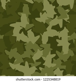Military camouflage seamless pattern in different shades of green color. Forest camo repeat background. Usable as summer camoflauge textile print for paintball or strikeball, backdrop etc.
