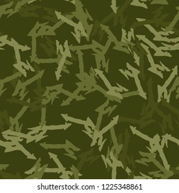 Military camouflage seamless pattern in different shades of green color. Forest camo repeat background. Usable as summer camoflauge textile print for paintball or strikeball, backdrop etc.
