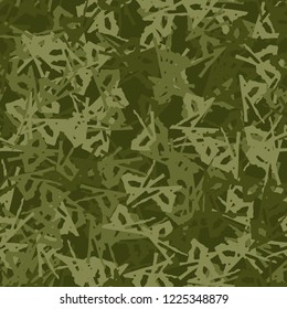Military camouflage seamless pattern in different shades of green color. Forest camo repeat background. Usable as summer camoflauge textile print for paintball or strikeball, backdrop etc.