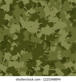 Military camouflage seamless pattern in different shades of green color. Forest camo repeat background. Usable as summer camoflauge textile print for paintball or strikeball, backdrop etc.