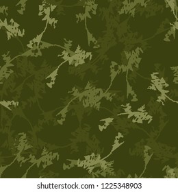 Military camouflage seamless pattern in different shades of green color. Forest camo repeat background. Usable as summer camoflauge textile print for paintball or strikeball, backdrop etc.