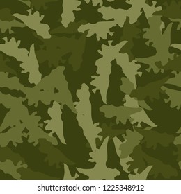 Military camouflage seamless pattern in different shades of green color. Forest camo repeat background. Usable as summer camoflauge textile print for paintball or strikeball, backdrop etc.