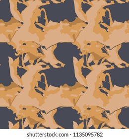 Military camouflage seamless pattern in gray-violet and orange colors. Seamless repeat UFO camouflage pattern, usable as camoflauge print, bright backdrop, background etc.