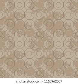 Military camouflage seamless pattern in green, beige and brown colors. Octagonal grid camo repeat background. Usable as camoflauge textile print, backdrop, wallpaper etc.