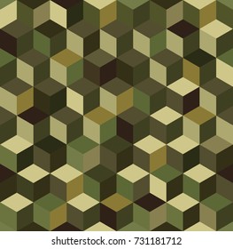 Military camouflage seamless pattern in Hexagonal pattern.style. Modern fashion fabric texture background. The Color in Green tones. Vector illustration