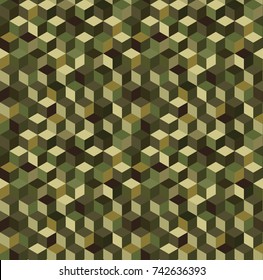 Military camouflage seamless pattern in Hexagonal pattern.style. Modern fashion fabric texture background. The Color in Green tones. Vector illustration