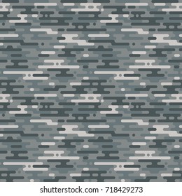 Military camouflage seamless pattern in irregular rounded lines style. Modern fashion fabric texture background. Color gray tone.