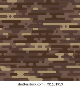 Military camouflage seamless pattern in irregular rounded lines style. Modern fashion fabric texture background. Color skin tones of brown. Vector illustration